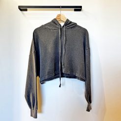 Casaco Cropped com Capuz Moletinho Chumbo Estonada | Rebojo®